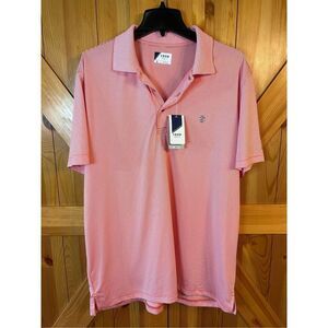 IZOD Golf Polo Shirt Men's Size XL Hot Coral Striped 1/4 Button up Short Sleeve